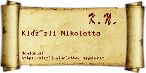 Klézli Nikoletta névjegykártya